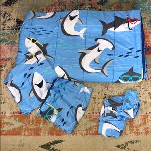 Your zone sharks full sized comforter with 2 shams In a bag